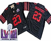Men's San Francisco 49ers #23 Christian McCaffrey Limited Black LVIII Super Bowl FUSE Vapor Jersey,baseball caps,new era cap wholesale,wholesale hats